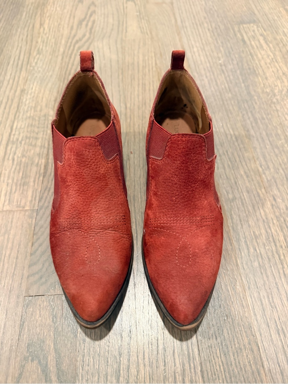 Lucky Brand Women's Red Suede Chelsea Ankle Boots